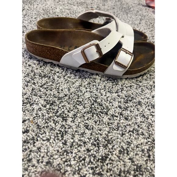 Birkenstock Yao White Strappy Sandal, Women’s 37 Leather‎ Mule Comfort Slip-On - Picture 6 of 9